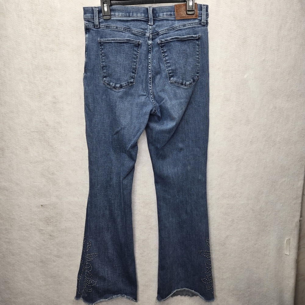 Lucky Brand Jeans Legend ‎ Womens Sz 14/32R Stevie High Rise  Flare Distressed - Picture 5 of 16